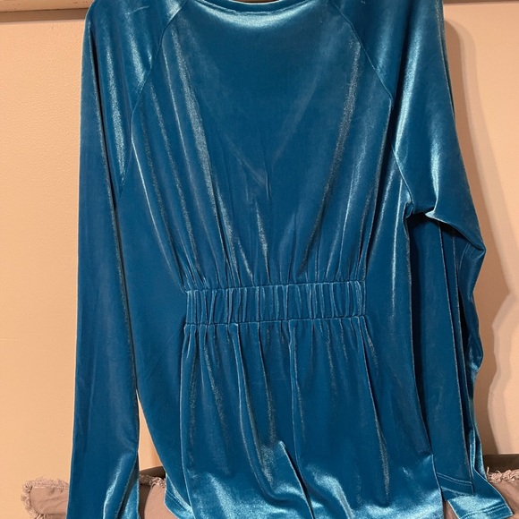 Vintage Velvet V Neck Long Sleeve Blouse - XL - Picture 2 of 6